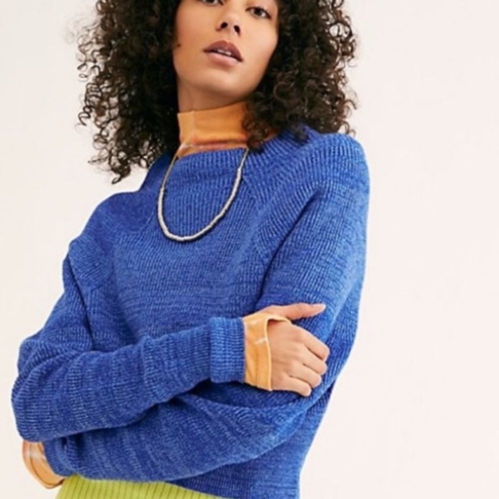 Free people Too good blue cotton sweater, size large